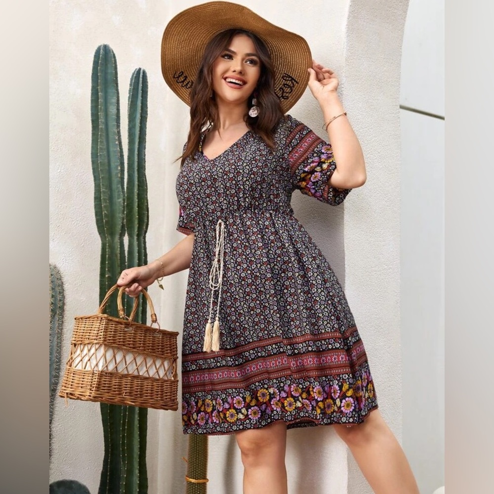 Floral Print A-line Dress